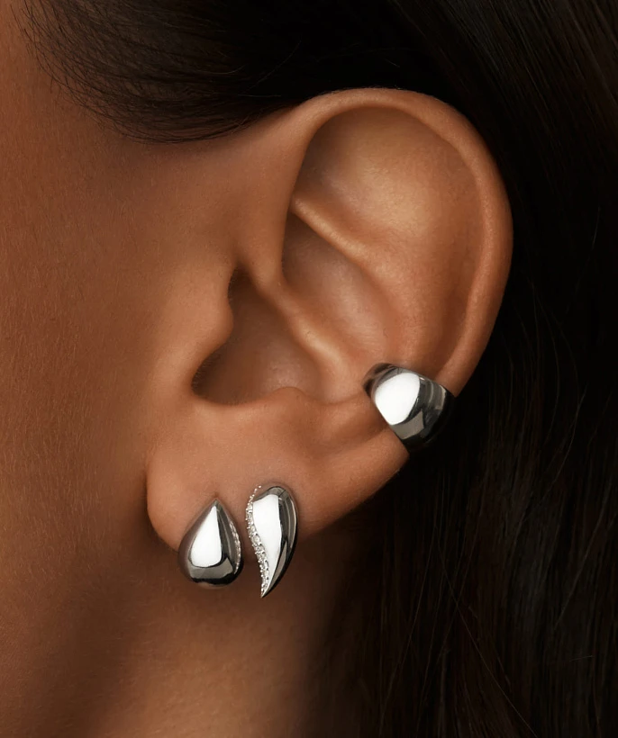 Серебряные серьги-капли с фианитами