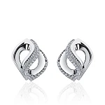 Серебряные переплетенные серьги с фианитами