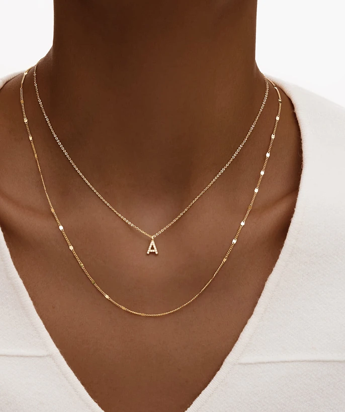 Серебряное колье  в покрытии желтое золото  с буквой А MIESTILO