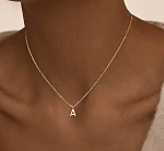 Серебряное колье  в покрытии желтое золото  с буквой А MIESTILO