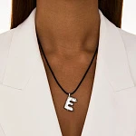 Колье LOVE LETTER на шнурке с подвеской "E" из серебра