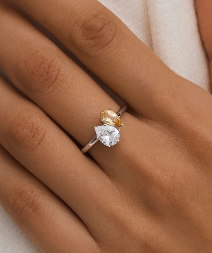 Серебряное кольцо ЭЙФОРИЯ с цитрином и фианитом