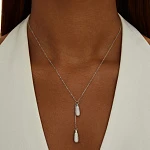 Серебряное колье-галстук с подвесками с фианитами