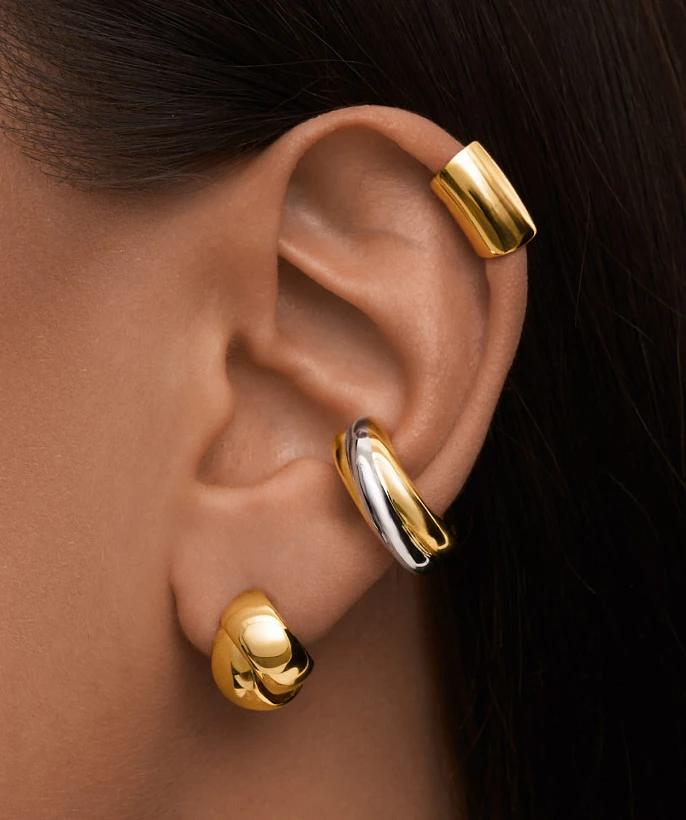 Серебряный перекрестный кафф биколор