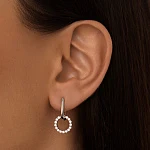 Серебряные серьги-трансформеры с английским замком и съемным кольцом с дорожкой фианитов MIESTILO 