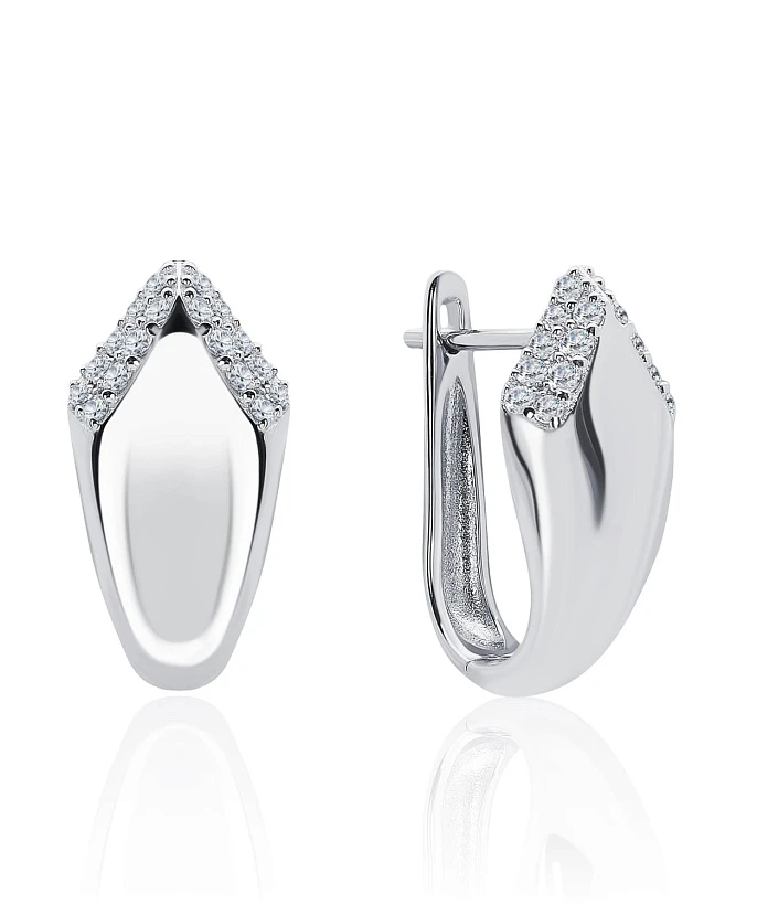 Серебряные серьги-стрелы с фианитами