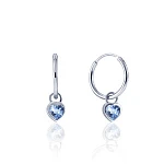 Серебряные серьги-конго со съемными подвесками-сердечками с голубыми фианитами MIESTILO 