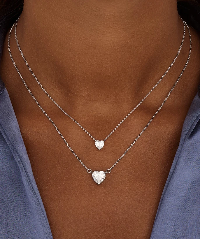 Серебряная подвеска с фианитом в огранке сердце MIESTILO