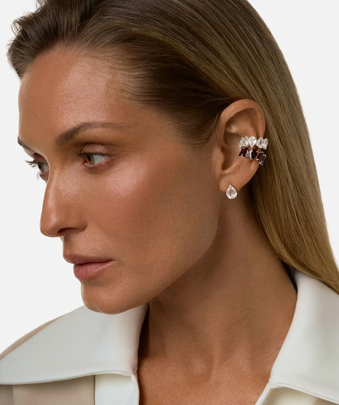 Серебряный кафф ЭРОС с натуральными гранатами