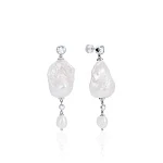 Серебряные серьги SICILIA с барочной жемчужиной и подвеской