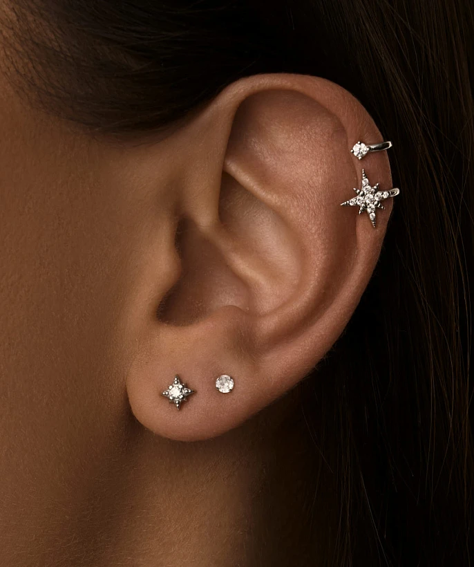 Серебряные серьги гвоздики с фианитом 3 мм MIESTILO