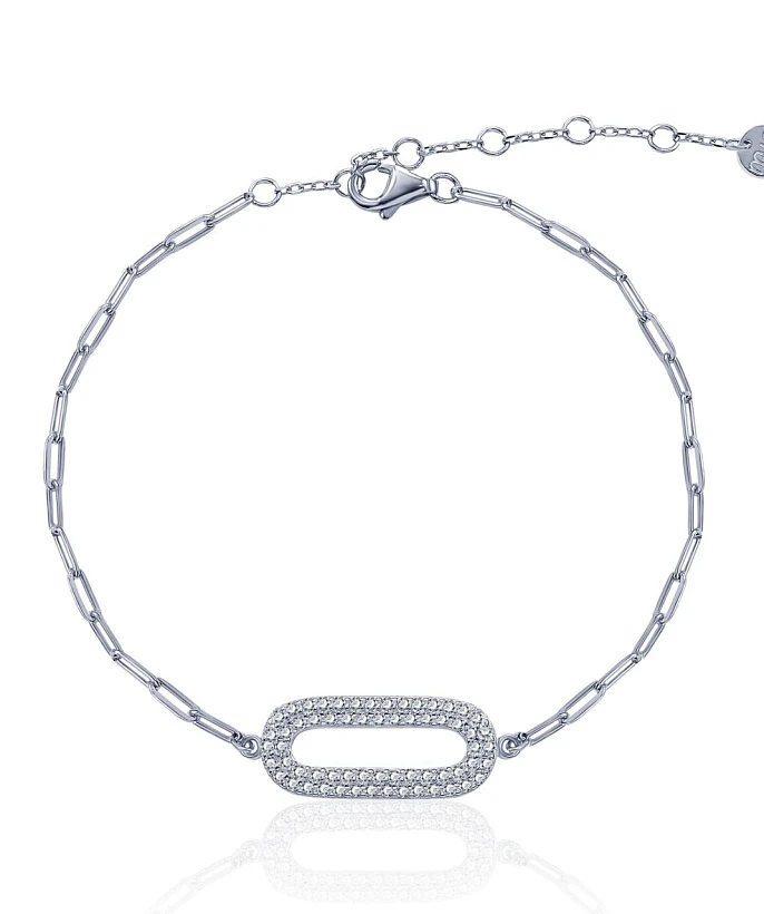 Серебряный браслет с крупными звеньями цепи и фианитами