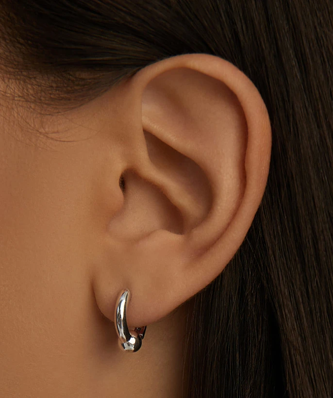 Серебряные серьги-конго с декоративным шариком MIESTILO 