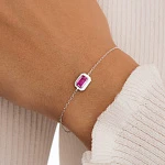 Браслет серебряный с эмалью и корундом MIESTILO