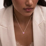 Серебряное колье ЛЮБОВЬ с розовым сердцем