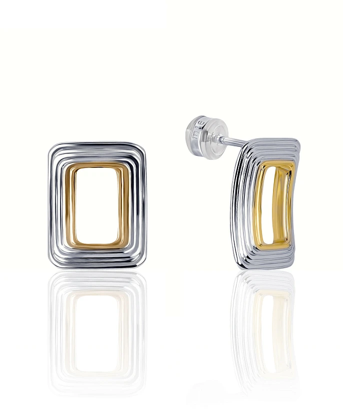 Серьги из серебра биколор MIESTILO