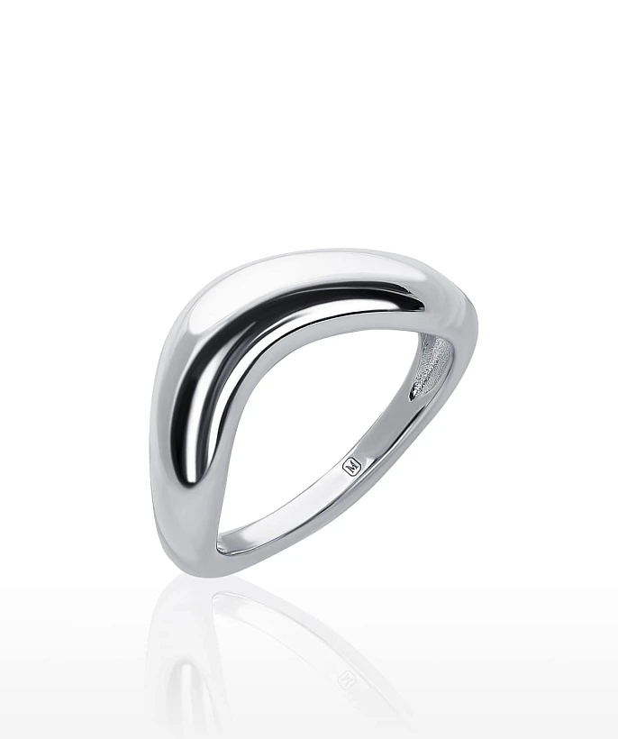 Серебряное кольцо волна гладкое MIESTILO