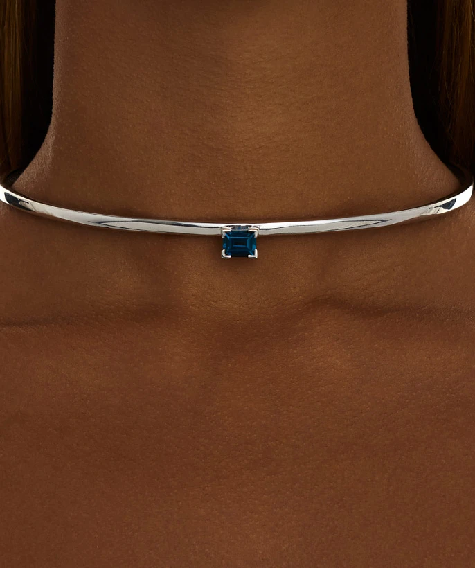 Серебряное жесткое колье PURITY с London топазом