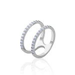 Двойное серебряное кольцо с фианитами