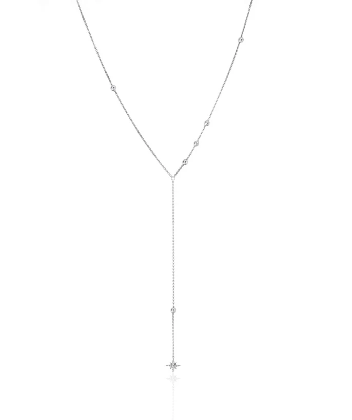 Серебряное колье-галстук с фианитами и звездой MIESTILO 