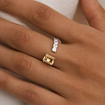 Серебряное кольцо ЭЙФОРИЯ с цитрином Эмеральд и фианитами