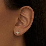 Позолоченные серьги-пусеты из серебра с фианитами в форме звезды MIESTILO