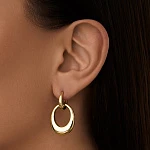 Крупные серьги кольца трансформеры из серебра с покрытием позолота MIESTILO 