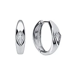 Серебряные серьги кольца с фианитом в виде ромба MIESTILO 