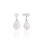 Серебряные серьги SICILIA с жемчугом и фианитом