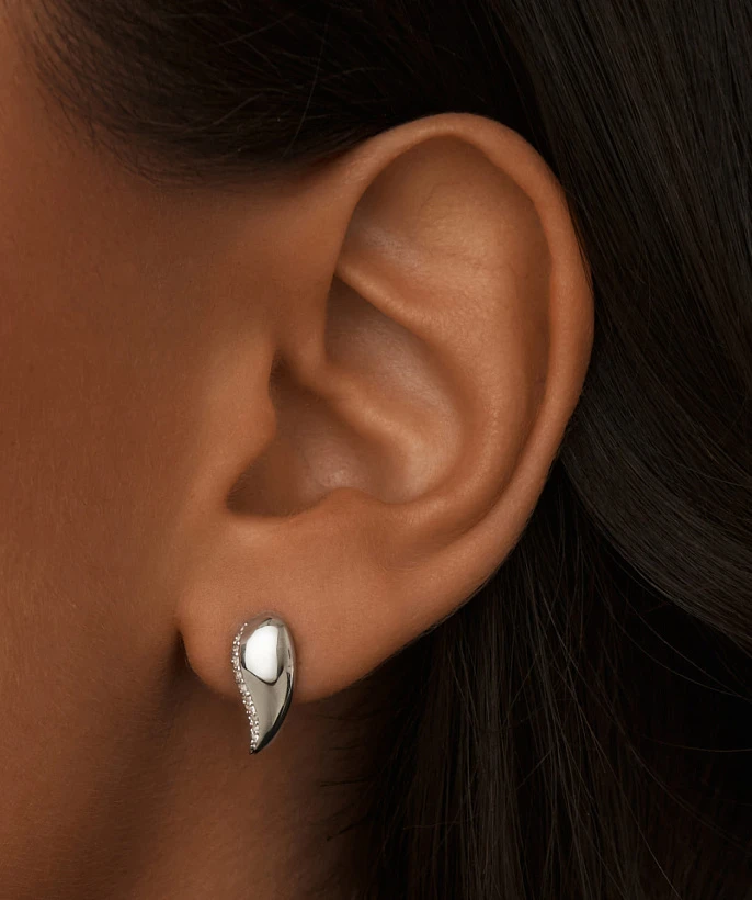 Серебряные серьги-капли с фианитами