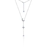 Серебряное колье со звездами и фианитами MIESTILO