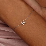Серебряный браслет с буквой К MIESTILO