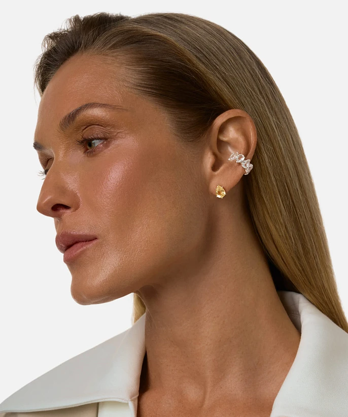 Серебряный кафф ЭРОС с горным хрусталем