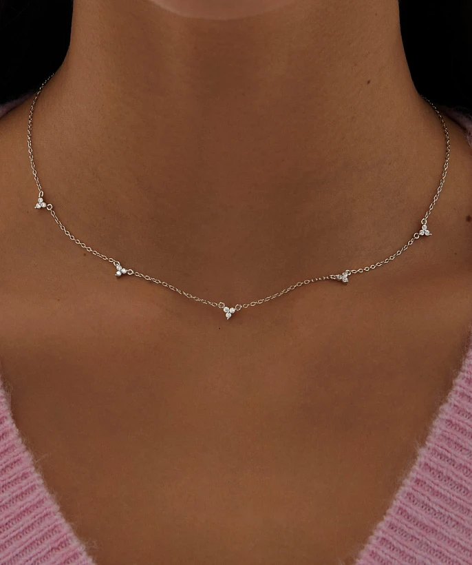 Серебряное колье-чокер с фианитами MIESTILO 