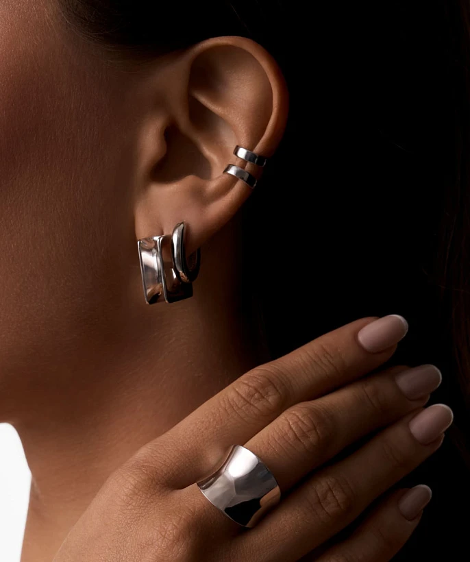 Серьги-конго из серебра