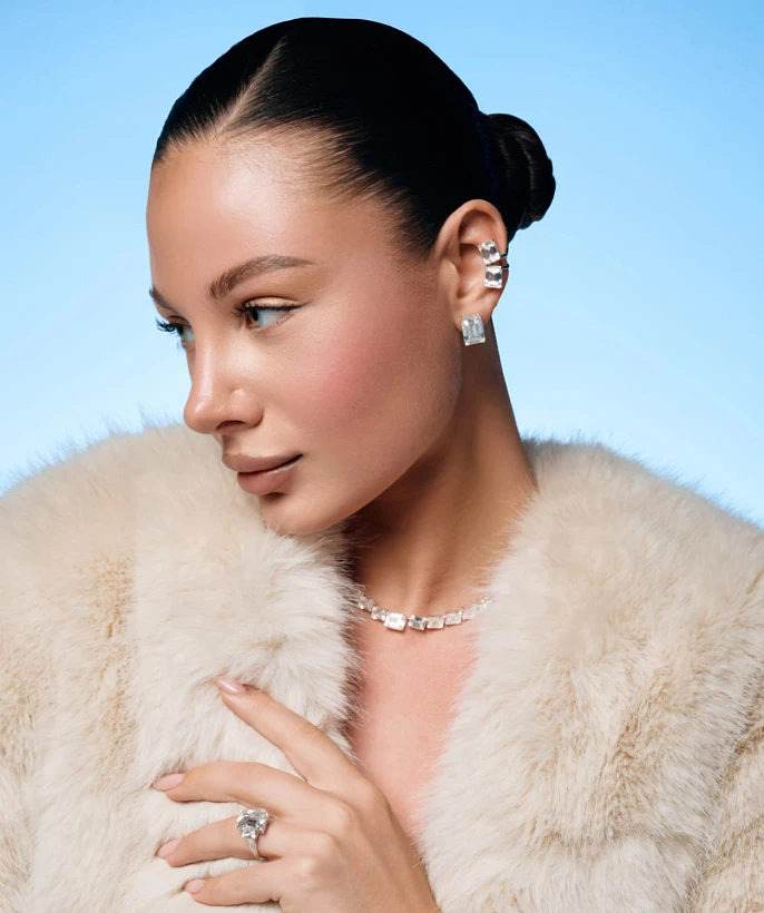 Серебряный крупный кафф A LA RUSSE с фианитами