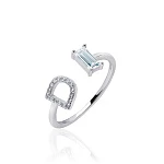 Серебряное кольцо регулируемое с буквой D MIESTILO