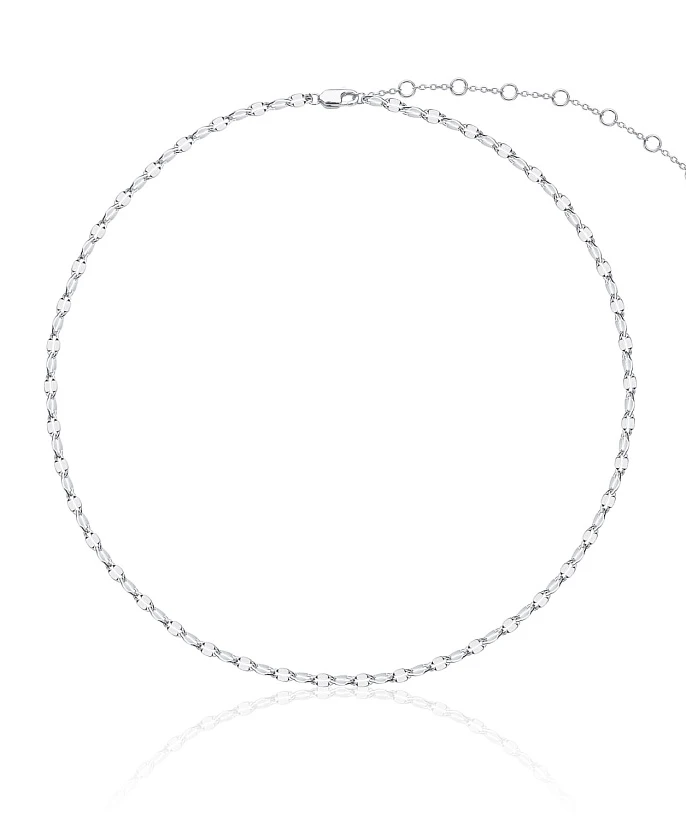 Серебряное колье-цепь из плоских звеньев