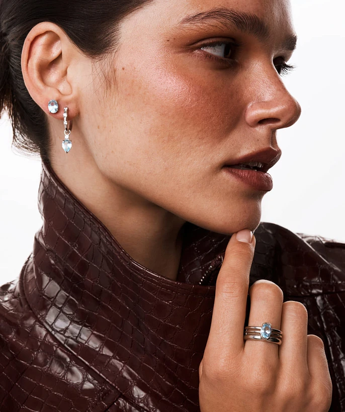 Серебряные серьги-трансформеры PURITY с топазом Sky