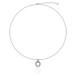 Серебряное колье с овальной подвеской с фианитами