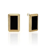 Прямоугольные серьги ВИНТАЖ с черной эмалью