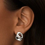 Серебряные переплетенные серьги с фианитами