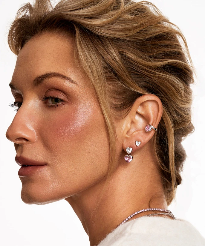 Серебряные серьги-трансформеры SWEETHEART с двумя сердцами