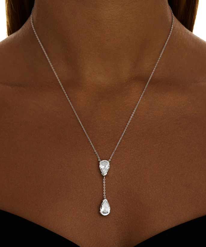 Серебряное колье-галстук PURITY с белыми топазами