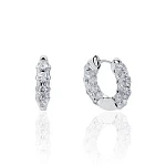 Серебряные серьги-кольца из фианитов в огранке Круг