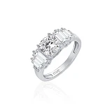 Серебряное кольцо с фианитами Baguette