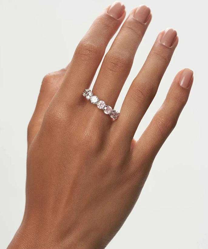 Кольцо из серебра Монро с розовыми и белыми фианитами