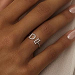 Серебряное кольцо регулируемое с буквой D MIESTILO