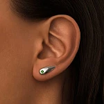 Серебряные серьги-клаймберы с зеленым фианитом