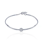 Серебряный жесткий браслет с дорожкой из фианитов MIESTILO